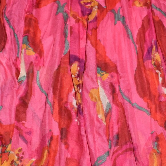 Her Destiny Hot Pink Floral Maxi Skirt XL Boho Tropical Resort Chic, Flowy - Picture 4 of 11